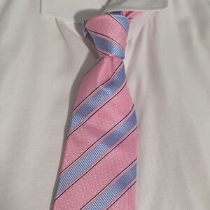 Aurelio Di Roma Pink and Blue Striped Silk Tie